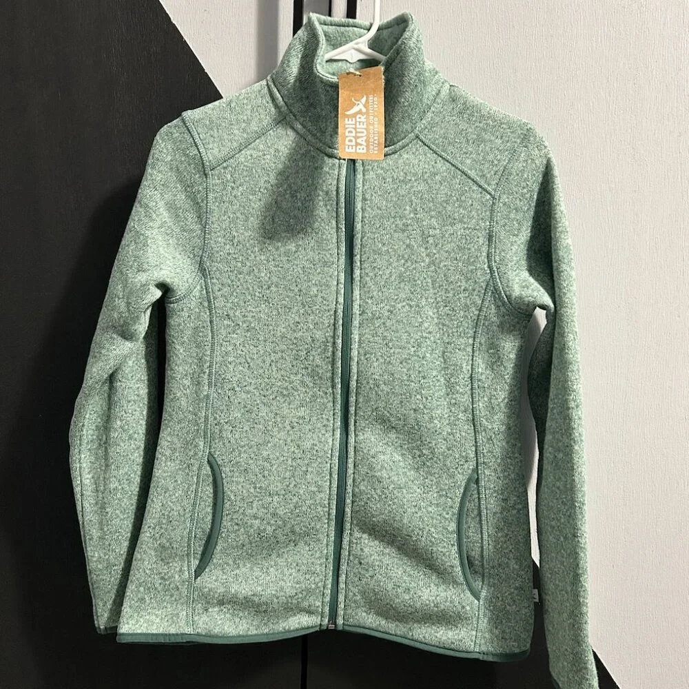 NWT Eddie Bauer Juniper Heathered Full Zip Sweater Fleece Jacket Women's XS‎